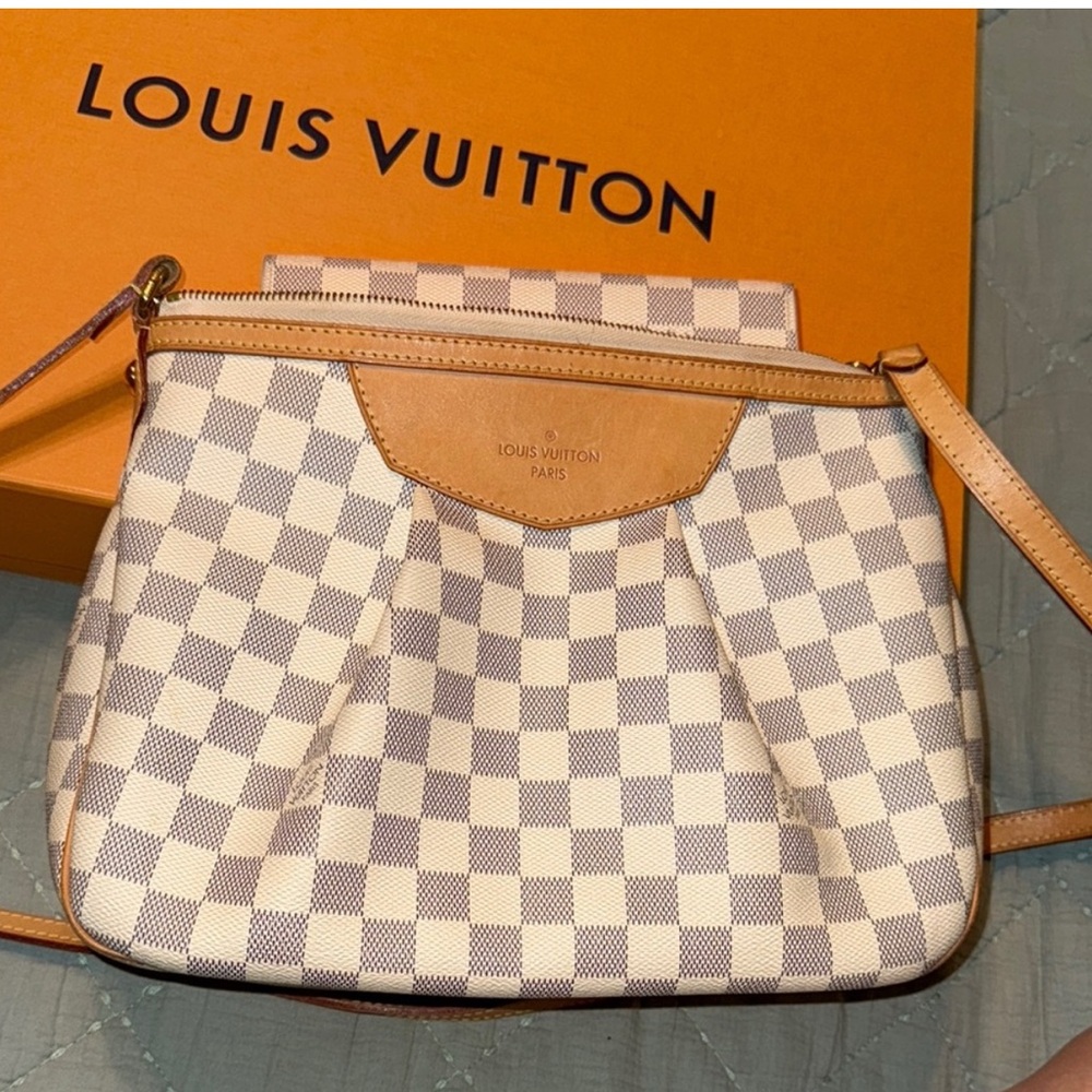 Louis Vuitton White and Tan Crossbody Bag